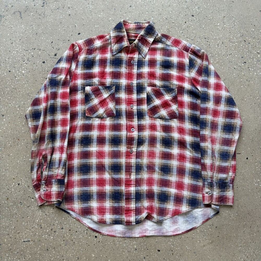 Vintage 80s Chandler Red Plaid Cotton Flannel Shirt